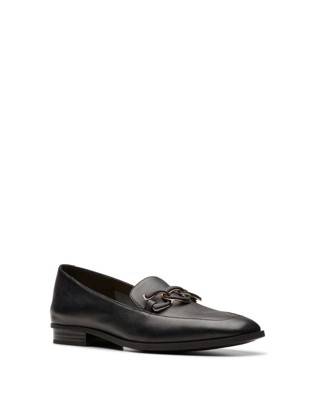 Wide Fit Leather Chain Detail Flat Loafers Clarks M S