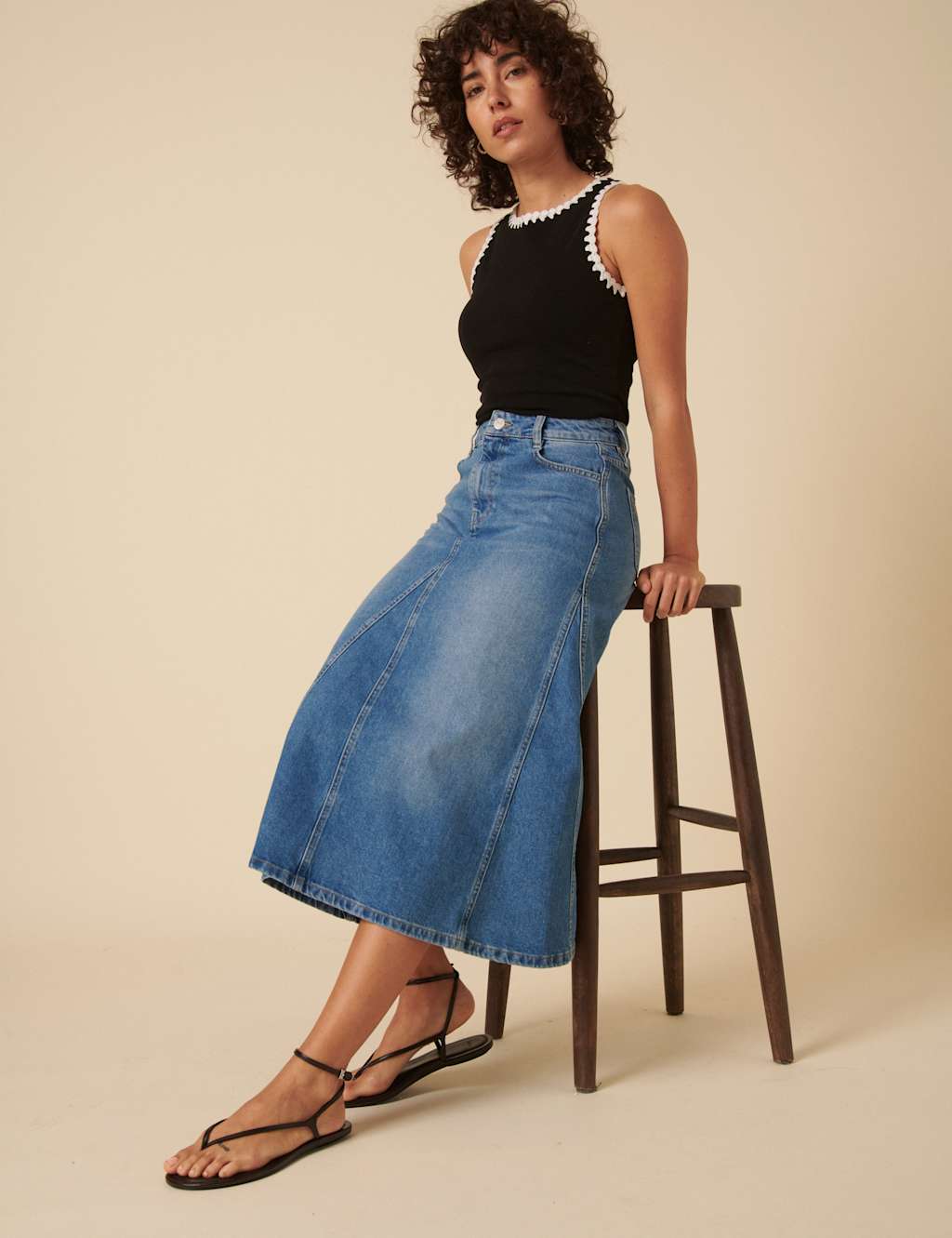 Denim Midi Skirt 3 of 7