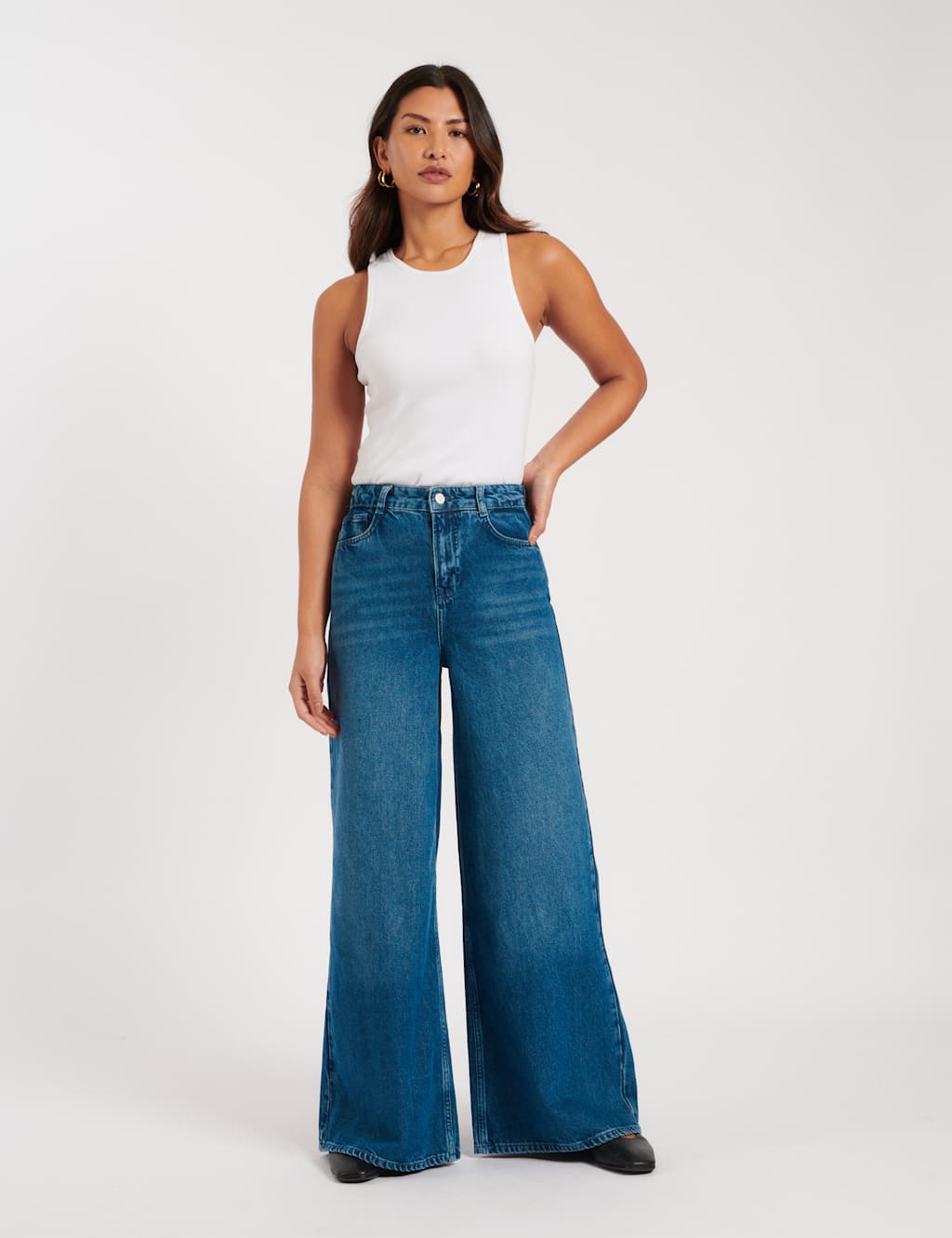 High Waisted Wide Leg Palazzo Jeans 2 of 5