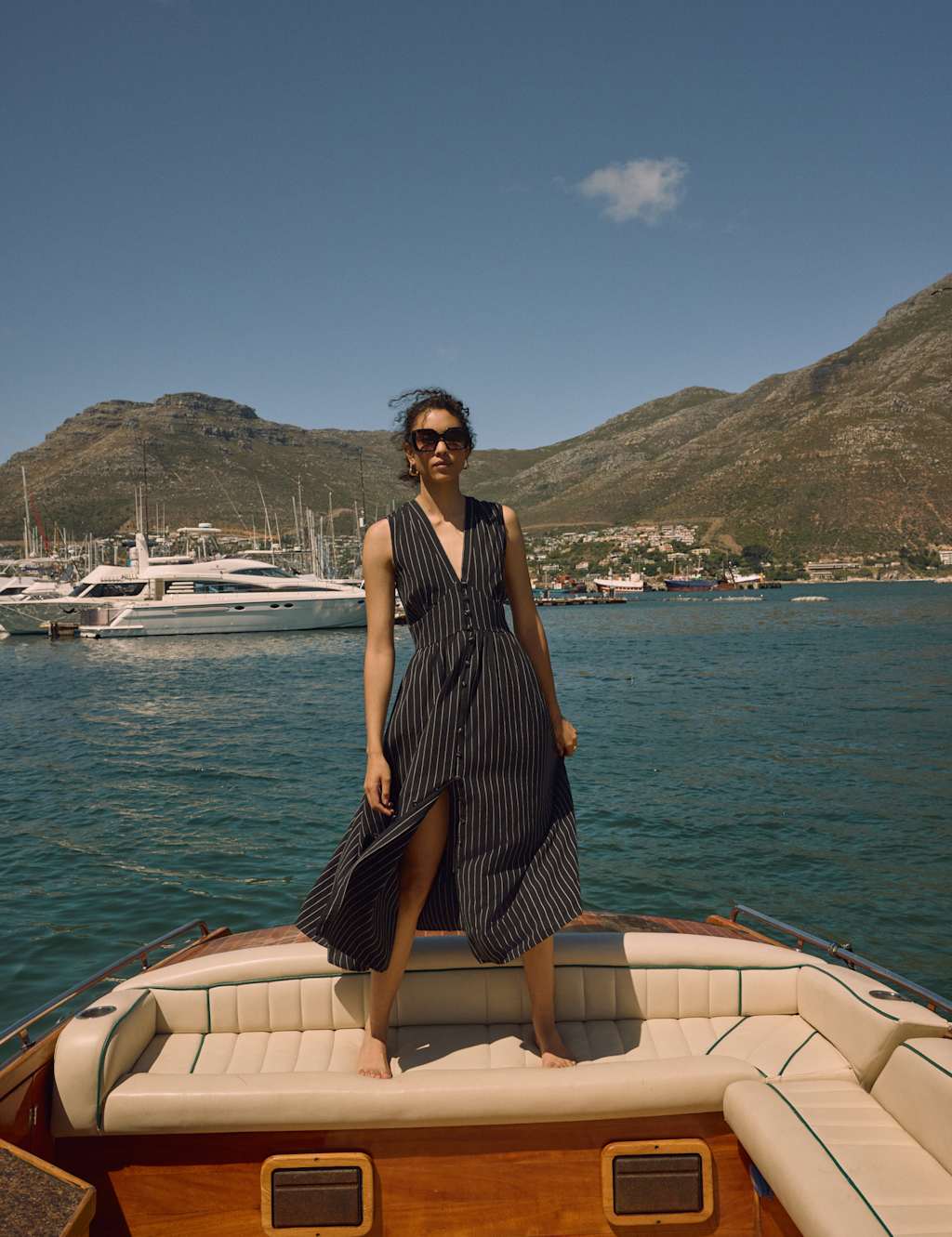 Pure Cotton Striped Midaxi Waisted Dress 3 of 5