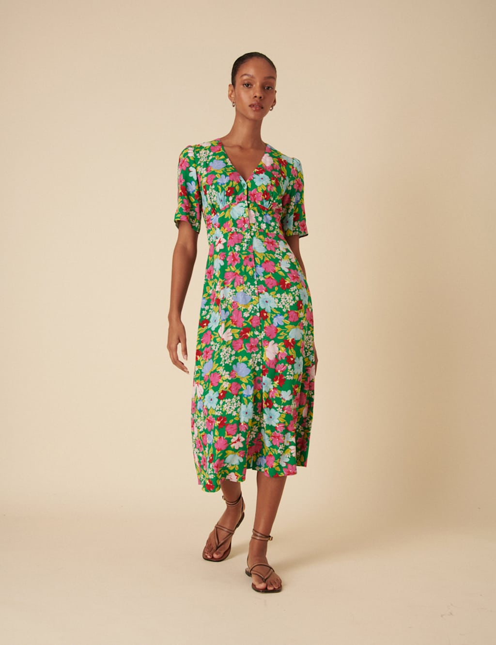 Floral V-Neck Midi Tea Dress 6 of 6