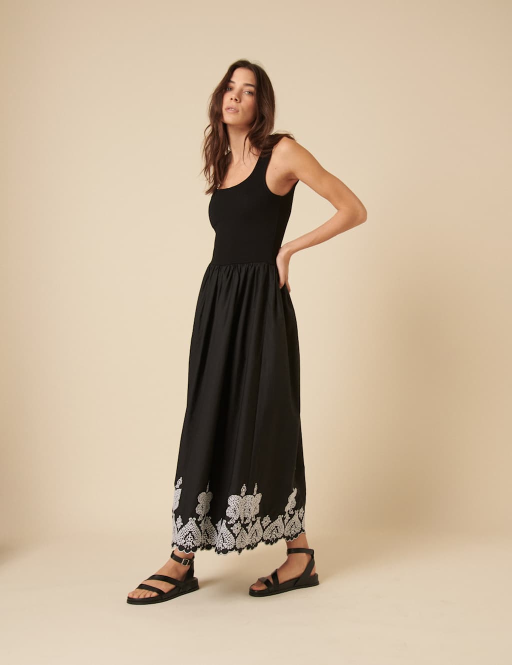 Pure Cotton Embroidered Midaxi Smock Dress 3 of 5
