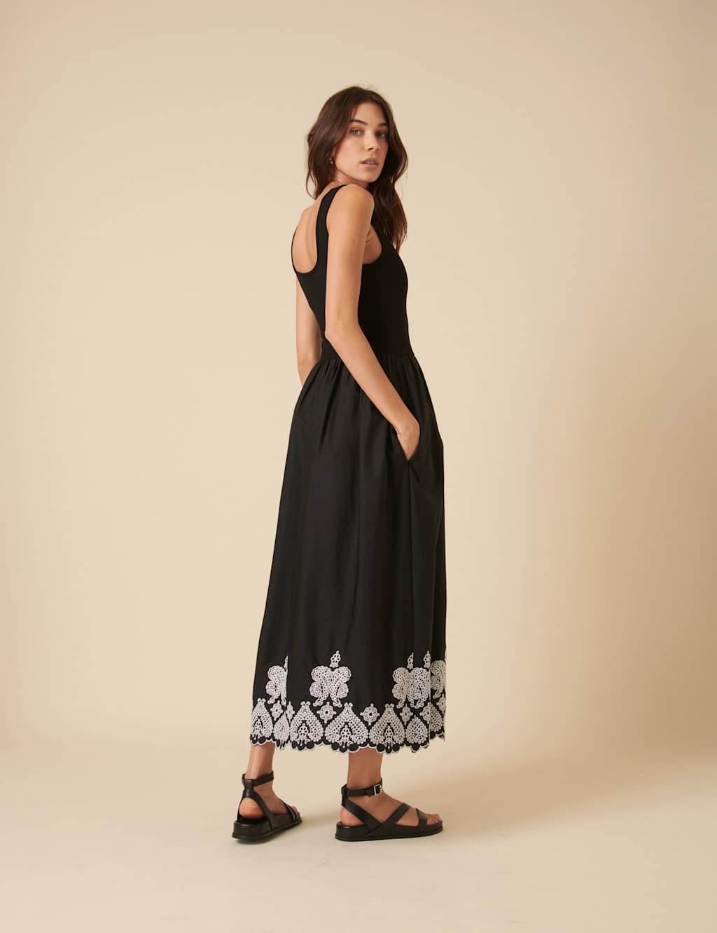 Pure Cotton Embroidered Midaxi Smock Dress 4 of 5
