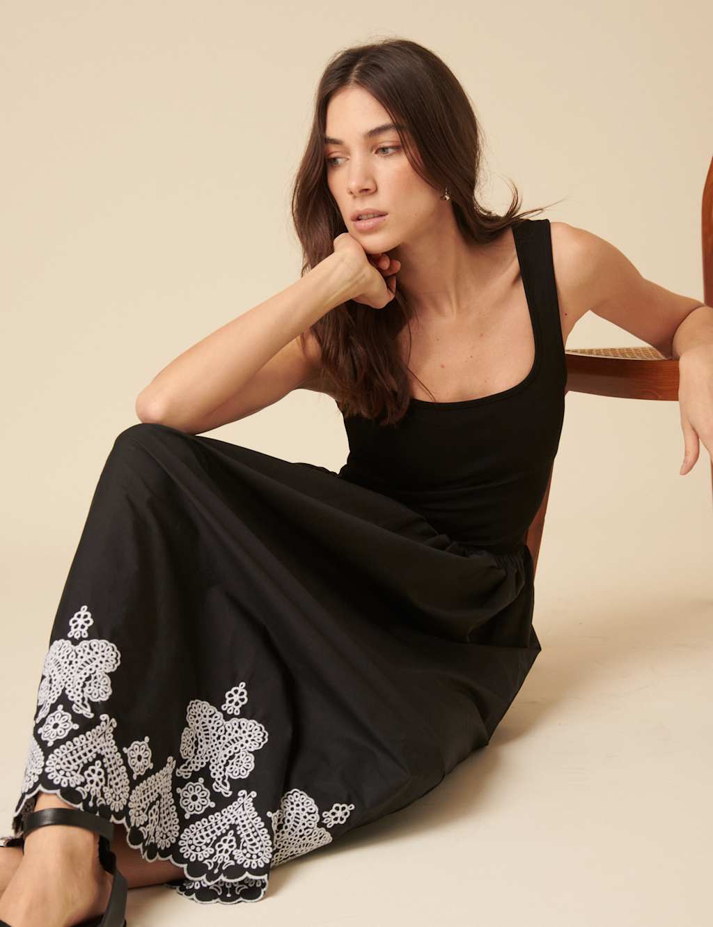 Pure Cotton Embroidered Midaxi Smock Dress 5 of 5