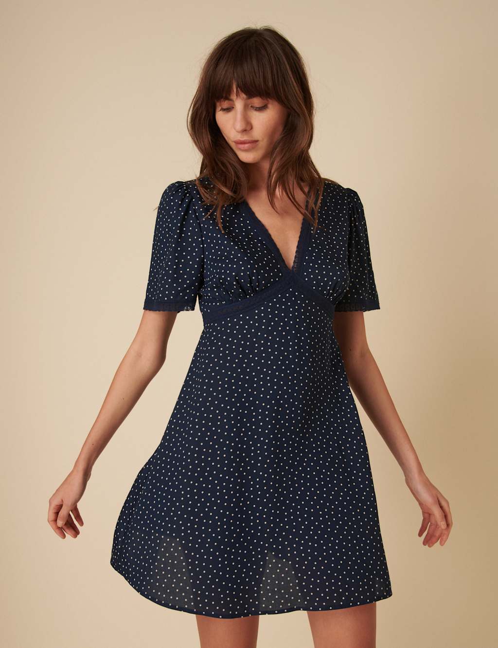 Polka Dot V-Neck Mini Tea Dress 2 of 5