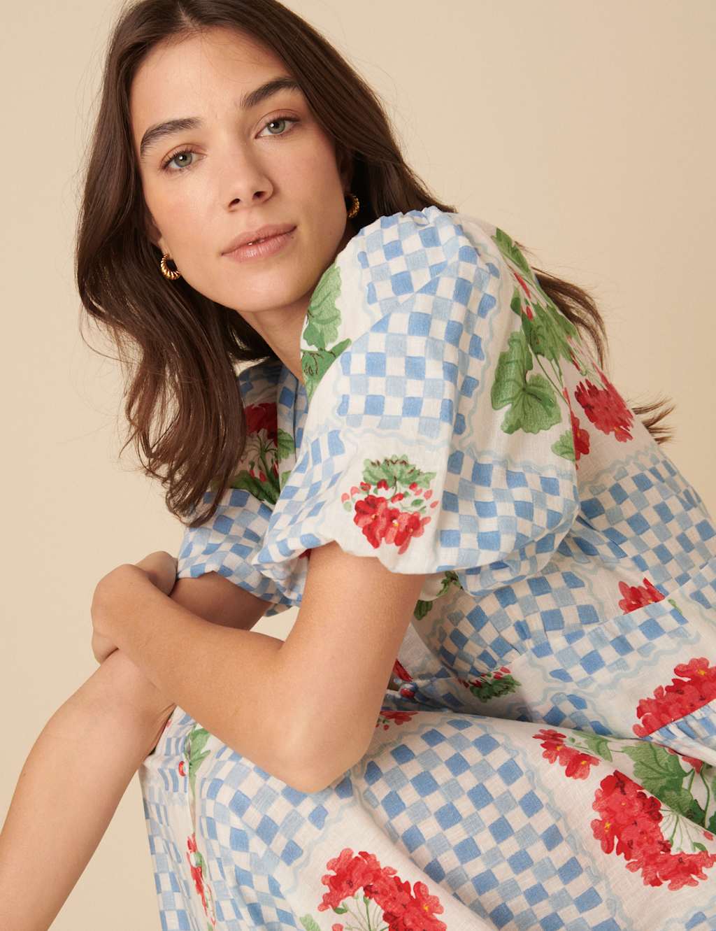 Lyocell Rich Floral V-Neck Midaxi Waisted Dress 4 of 4