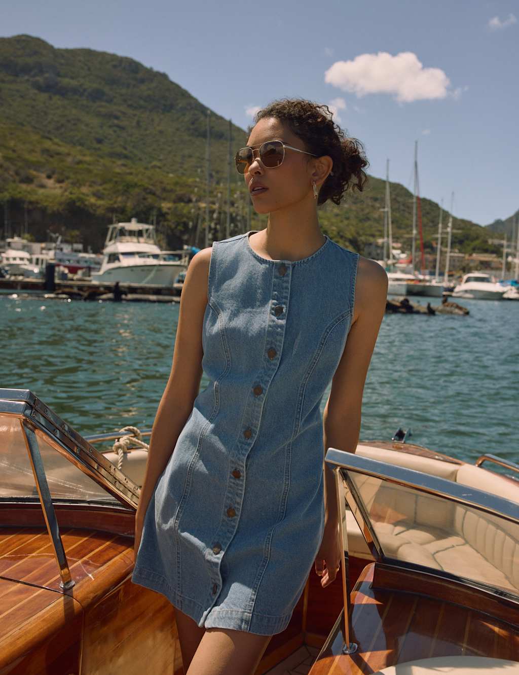 Pure Cotton Denim Tailored Mini Dress 3 of 6