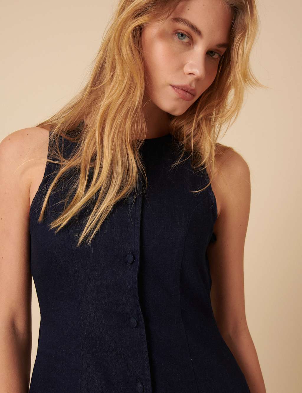 Pure Cotton Denim Button Through Midi Tea Dress 4 of 4
