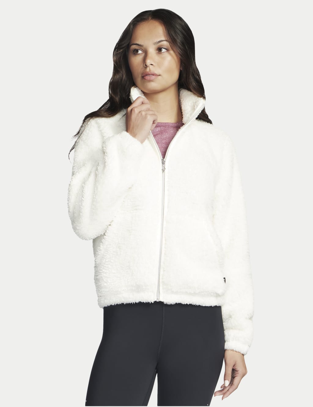Gosnuggle Faux Shearling Funnel Neck Jacket Skechers M S