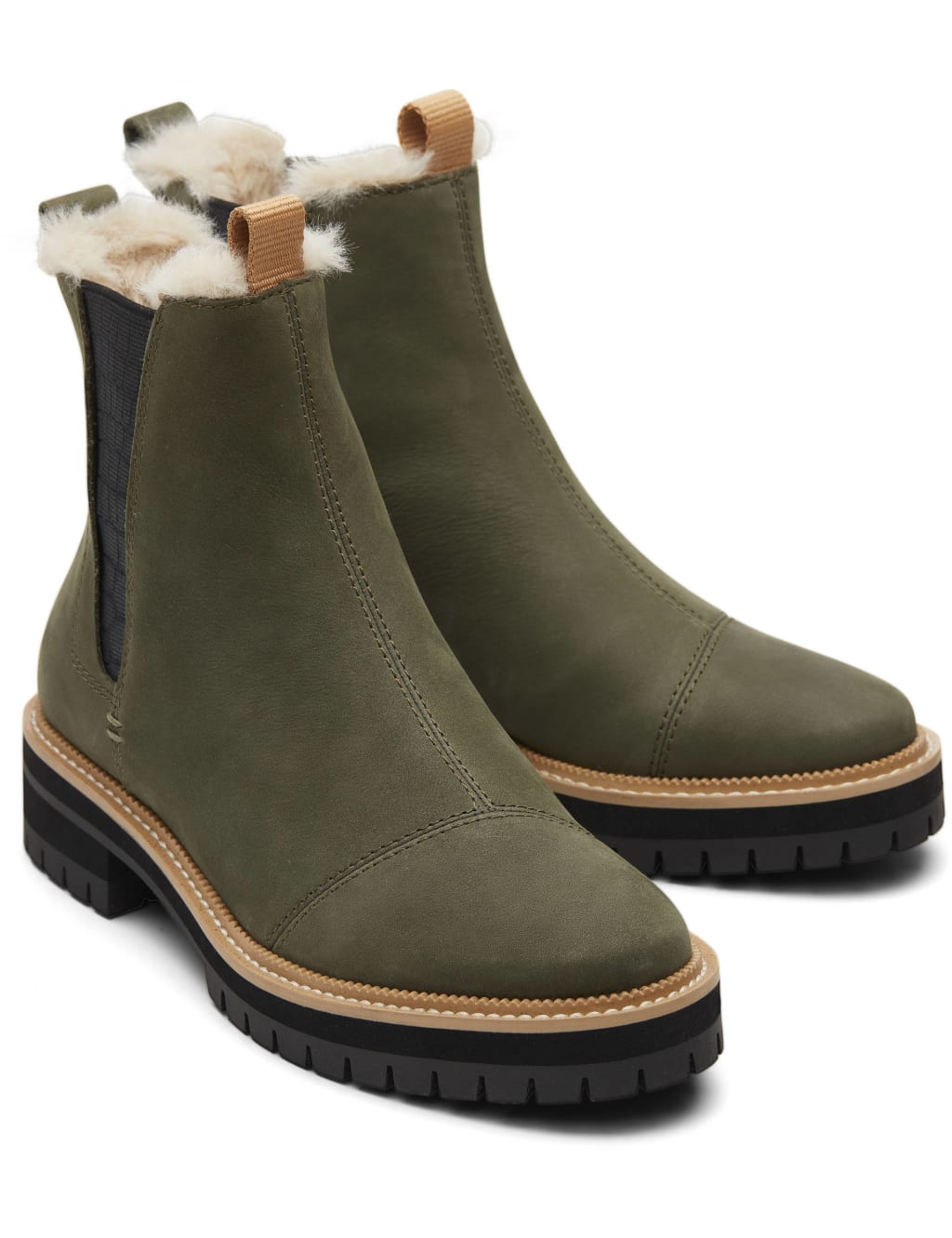 Leather Faux Fur Lining Ankle Boots TOMS M S