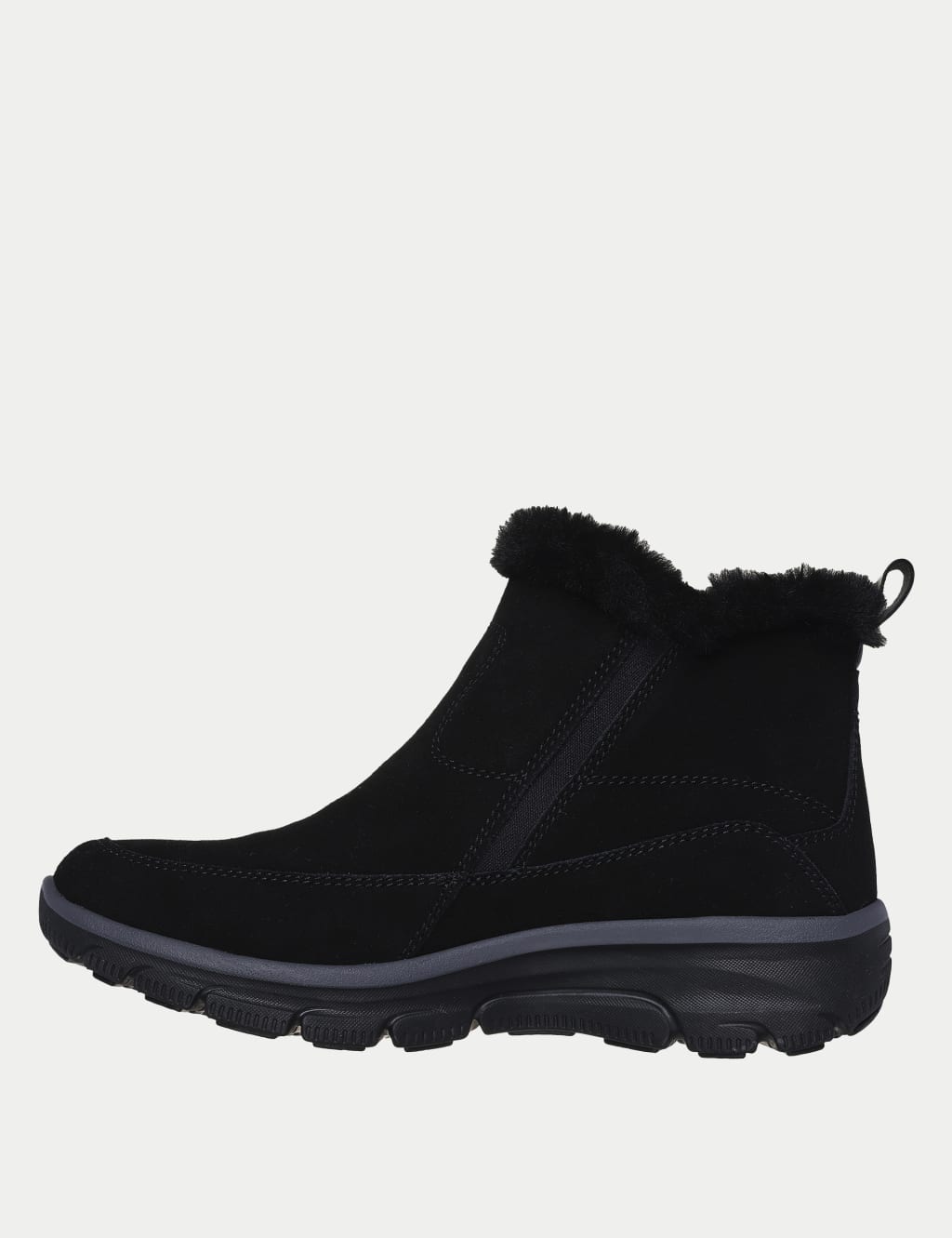 Suede Faux Fur Trim Flat Ankle Boots 3 of 5