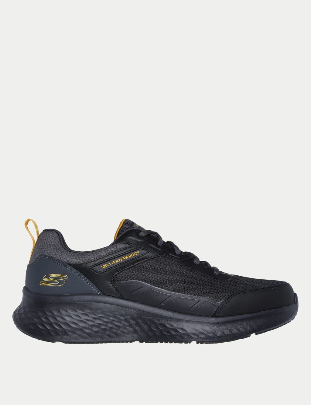 Skechers black leather trainers new arrivals