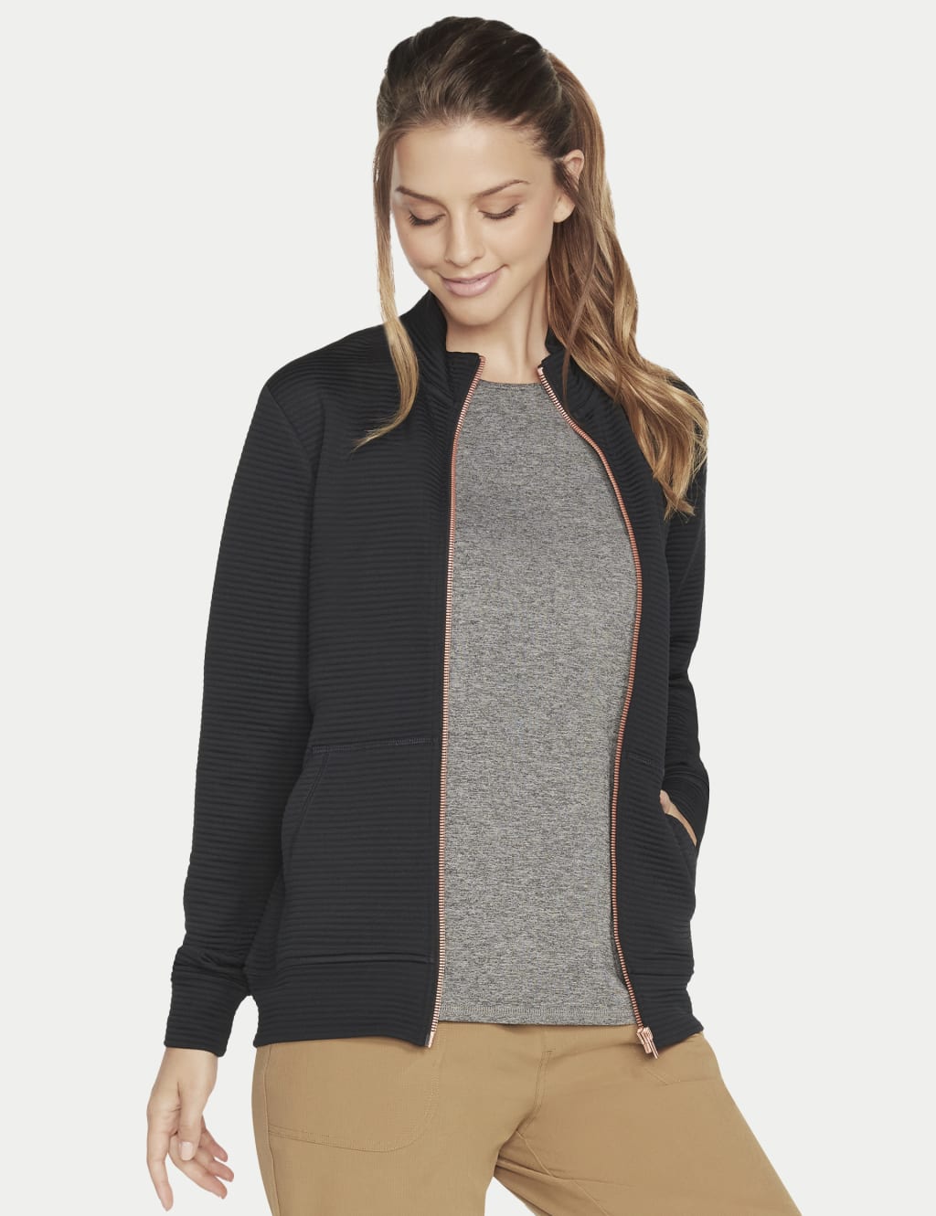 Skechers go walk full zip fleece discount