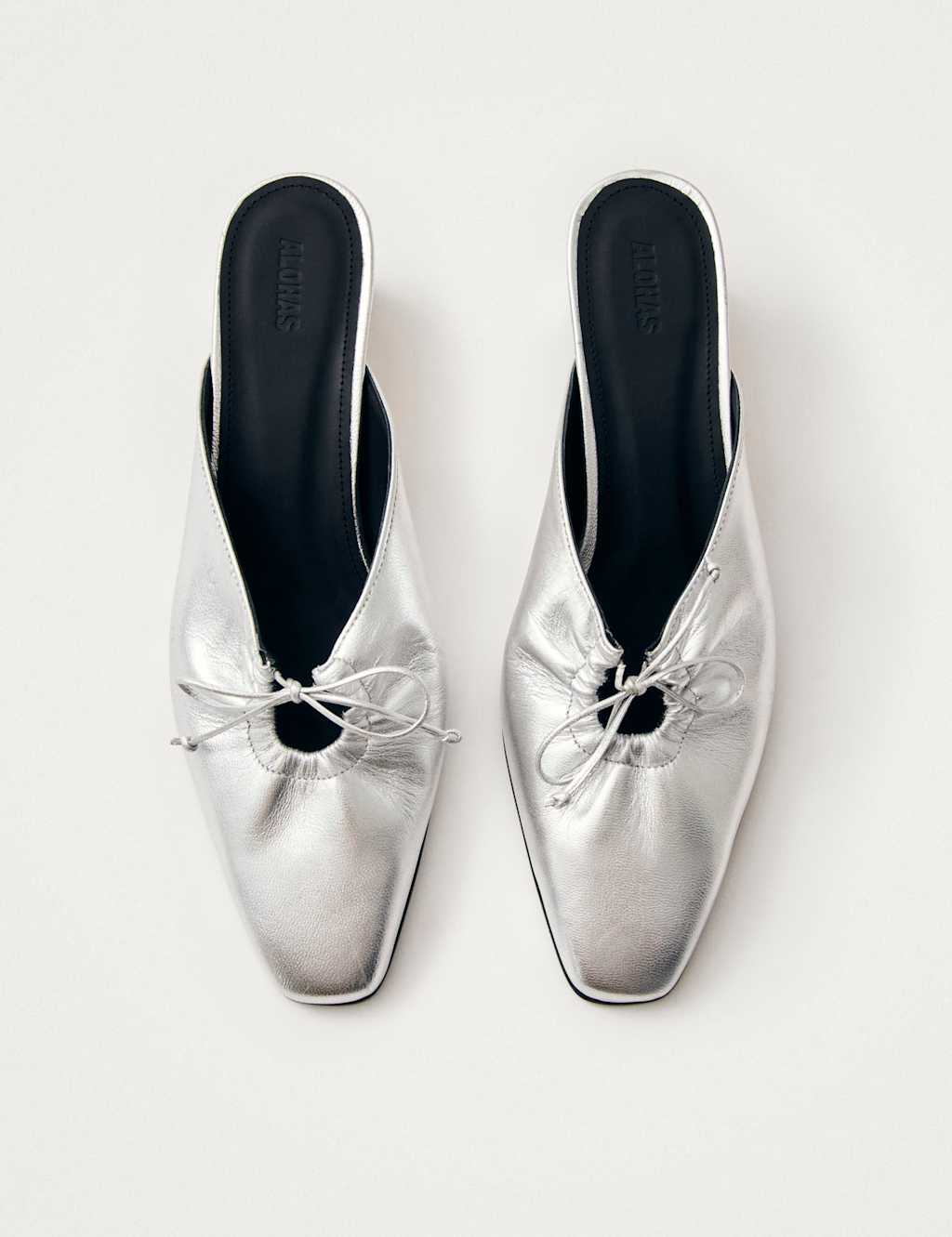 Amar Leather Metallic Kitten Heel Mules 3 of 4