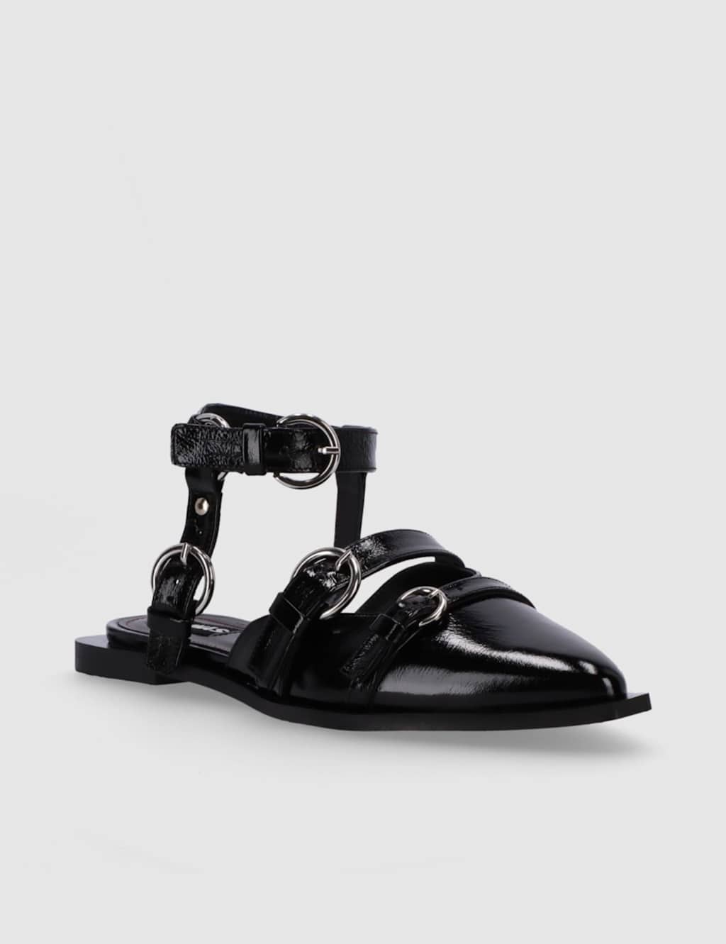 Thalara Leather Patent Flat Ballet Pumps 2 of 5