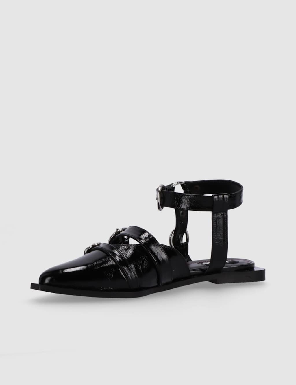 Thalara Leather Patent Flat Ballet Pumps 4 of 5