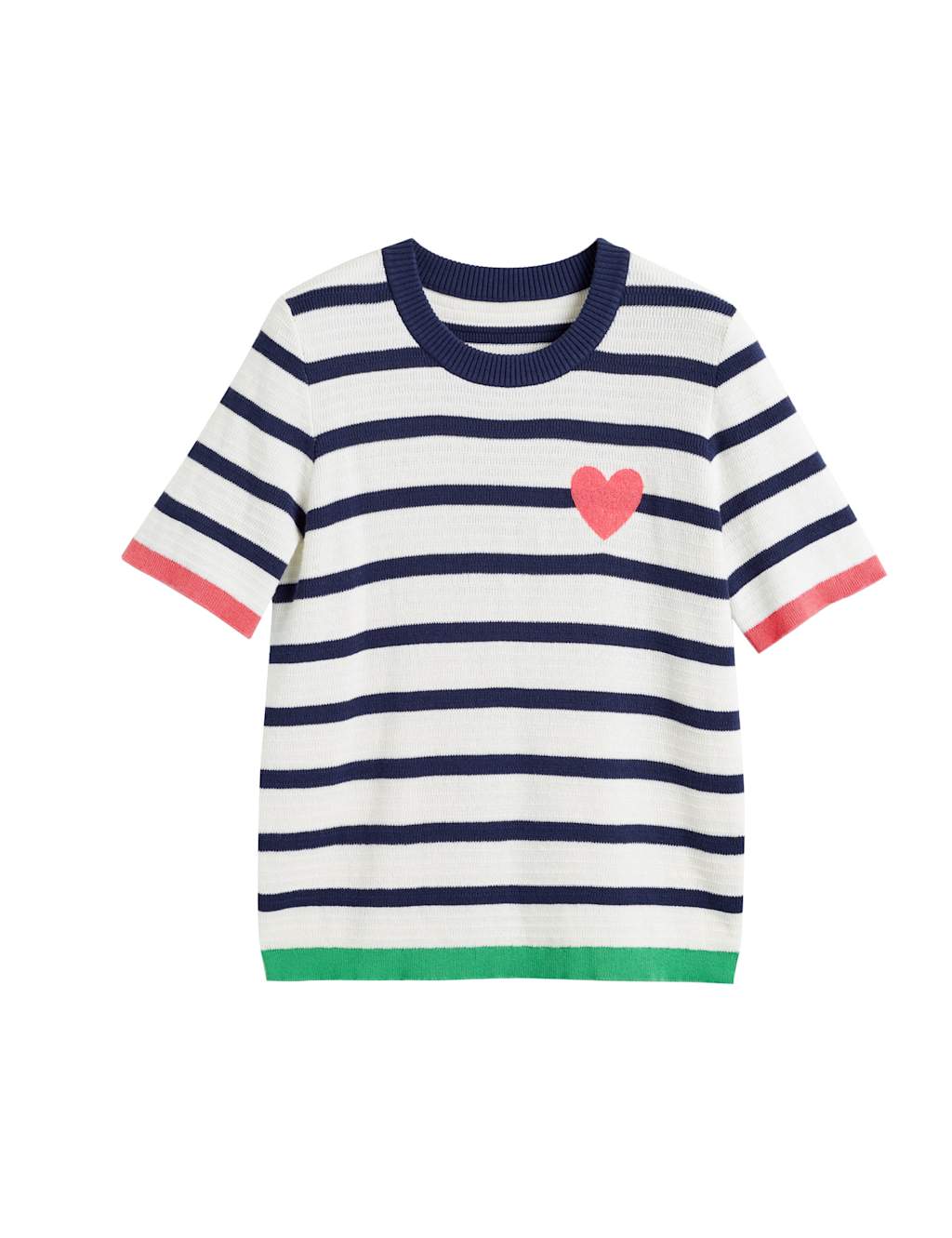Pure Cotton Striped Heart T-Shirt 2 of 3