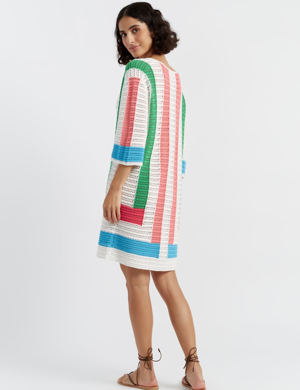 Pure Cotton Striped V-Neck Mini Kaftan Dress 3 of 3