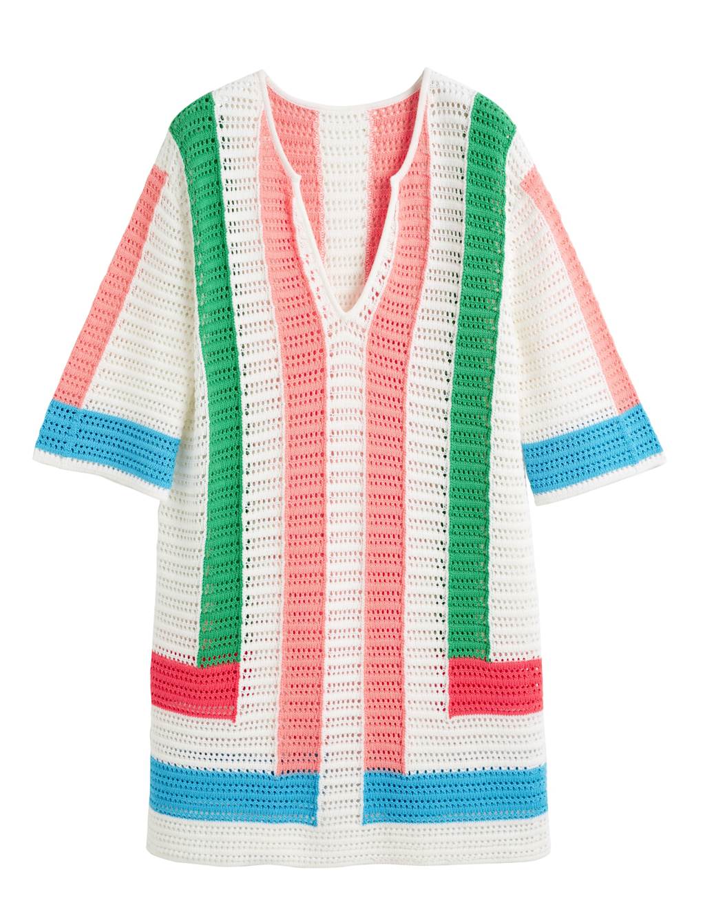 Pure Cotton Striped V-Neck Mini Kaftan Dress 2 of 3