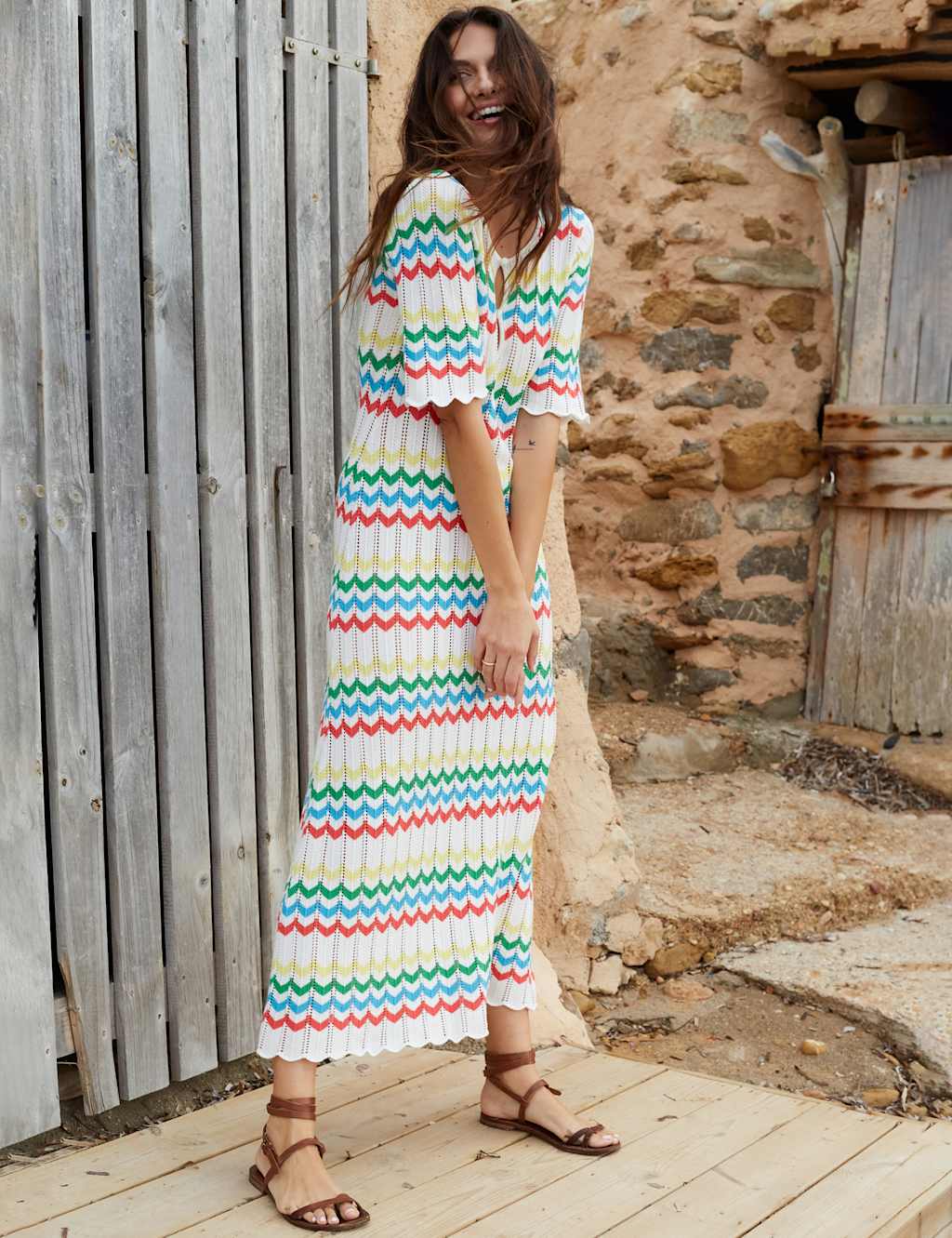 Pure Cotton Knitted Striped Maxi Dress 6 of 8