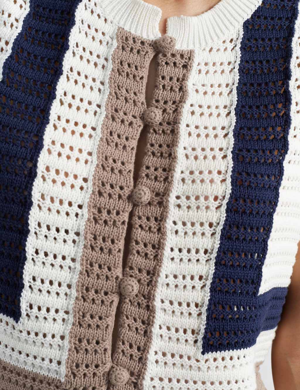 Pure Cotton Colour Block Button Through Knitted Vest 4 of 6