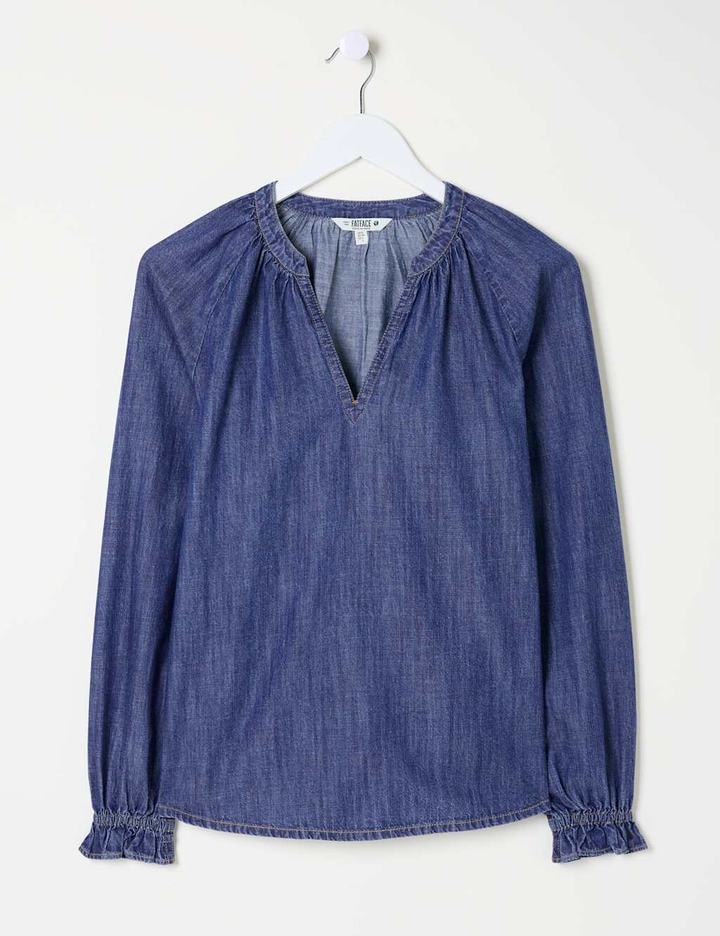 Denim Notch Neck Popover Blouse 2 of 6