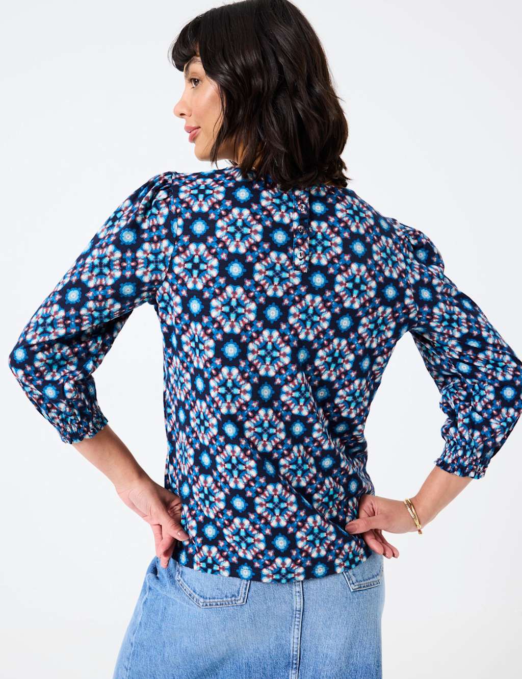Cotton Rich Abstract Print Top 3 of 5