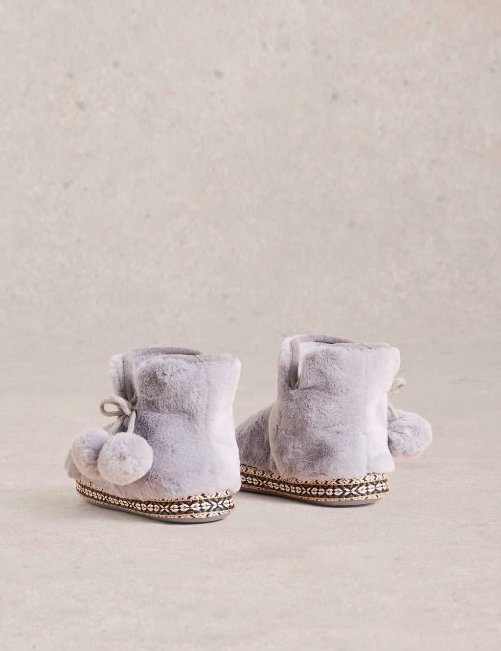 Faux Fur Pom Pom Slipper Boots White Stuff M S