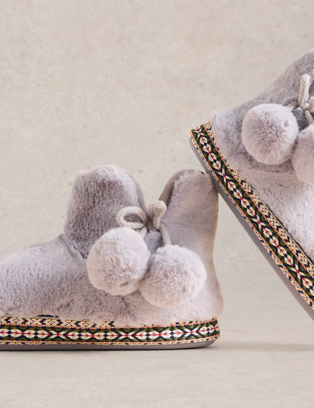 White stuff pom pom slippers hot sale
