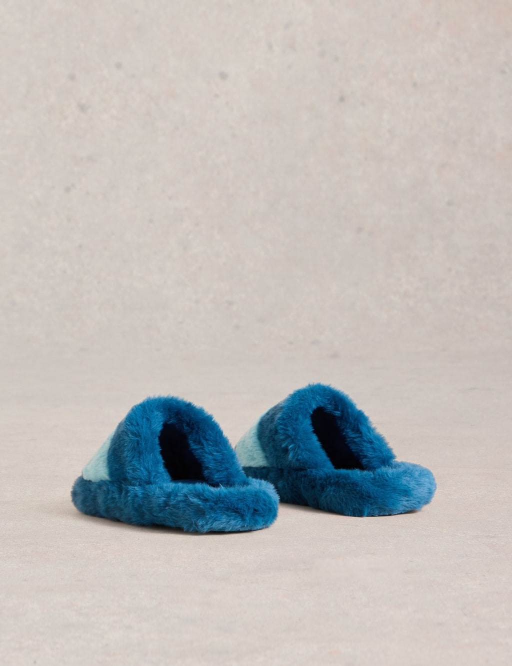 Faux Fur Colour Block Open Toe Mule Slippers 3 of 4