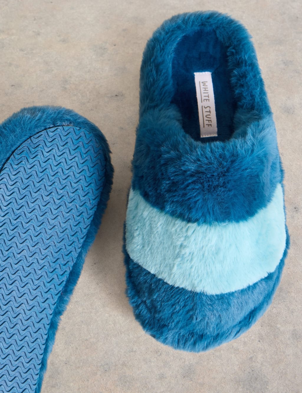 Faux Fur Colour Block Open Toe Mule Slippers 4 of 4