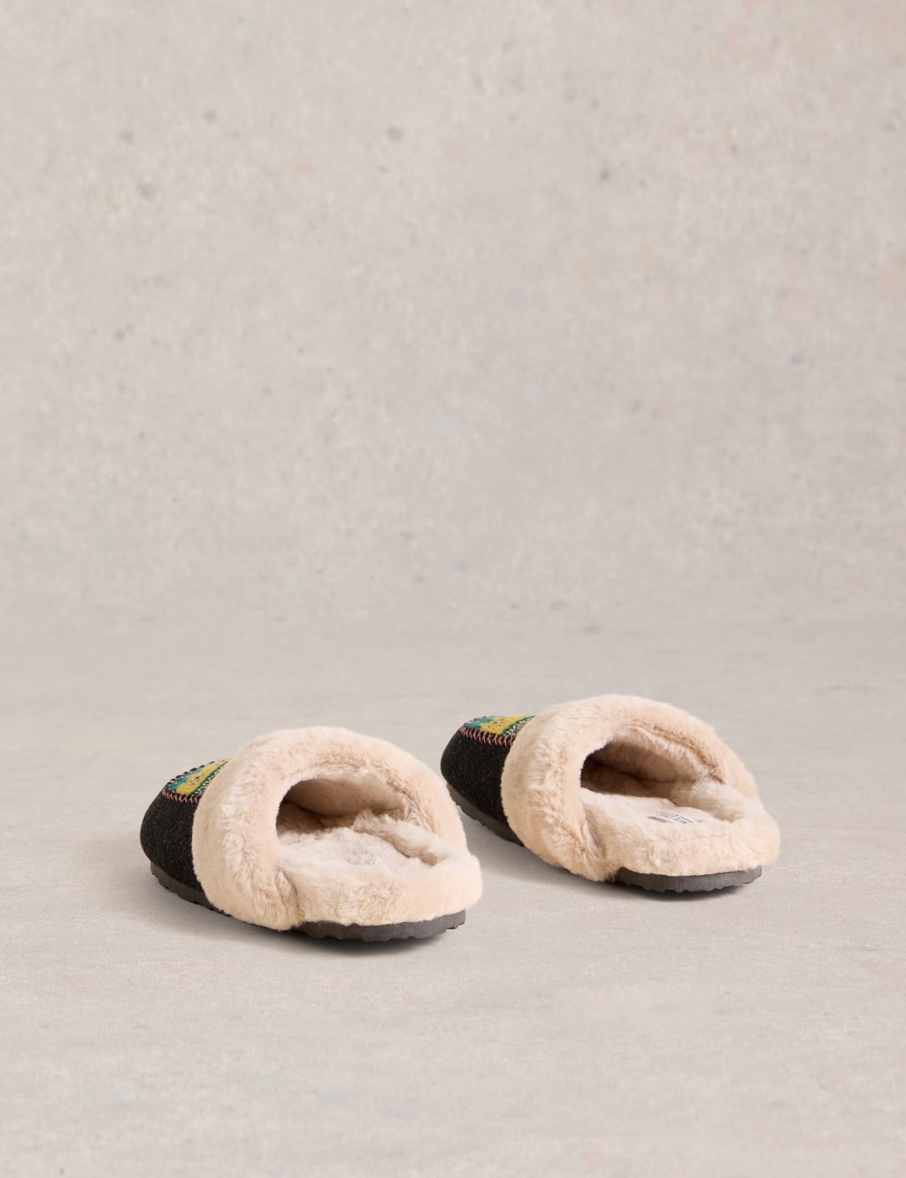 Shearling Lined Knitted Mule Slippers 3 of 4