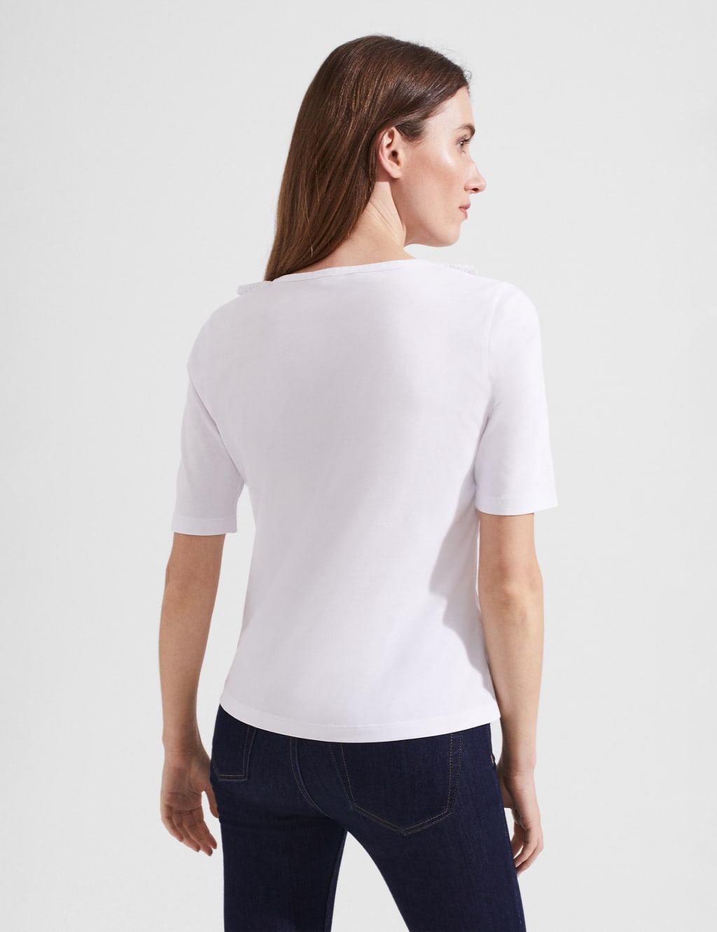 Pure Cotton Broderie Frill Detail Top 4 of 4