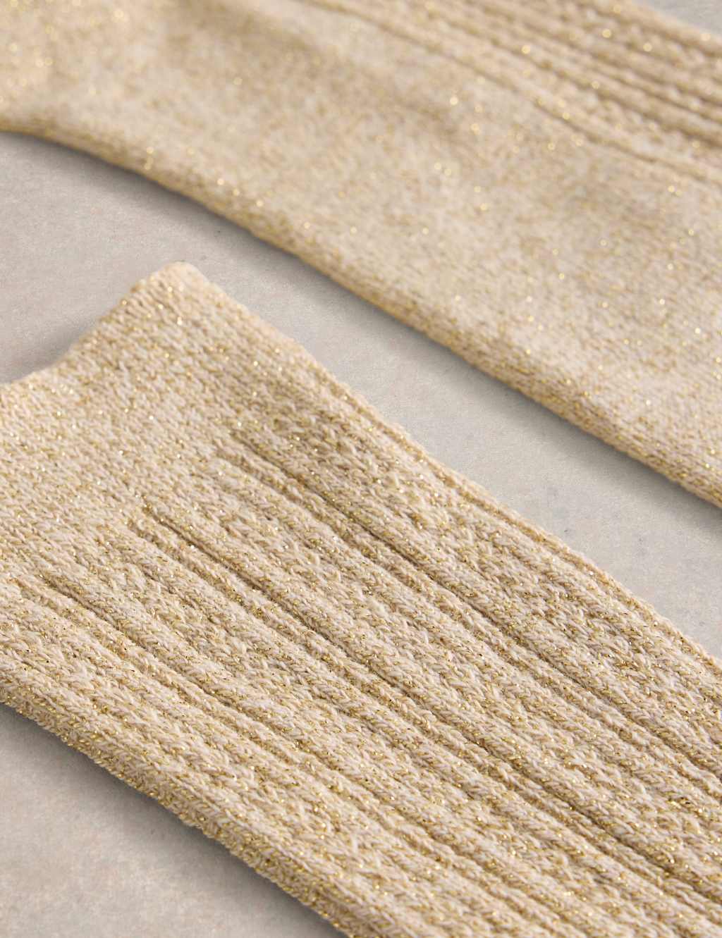 Cotton Rich Sparkle Cable Ankle High Socks 2 of 2