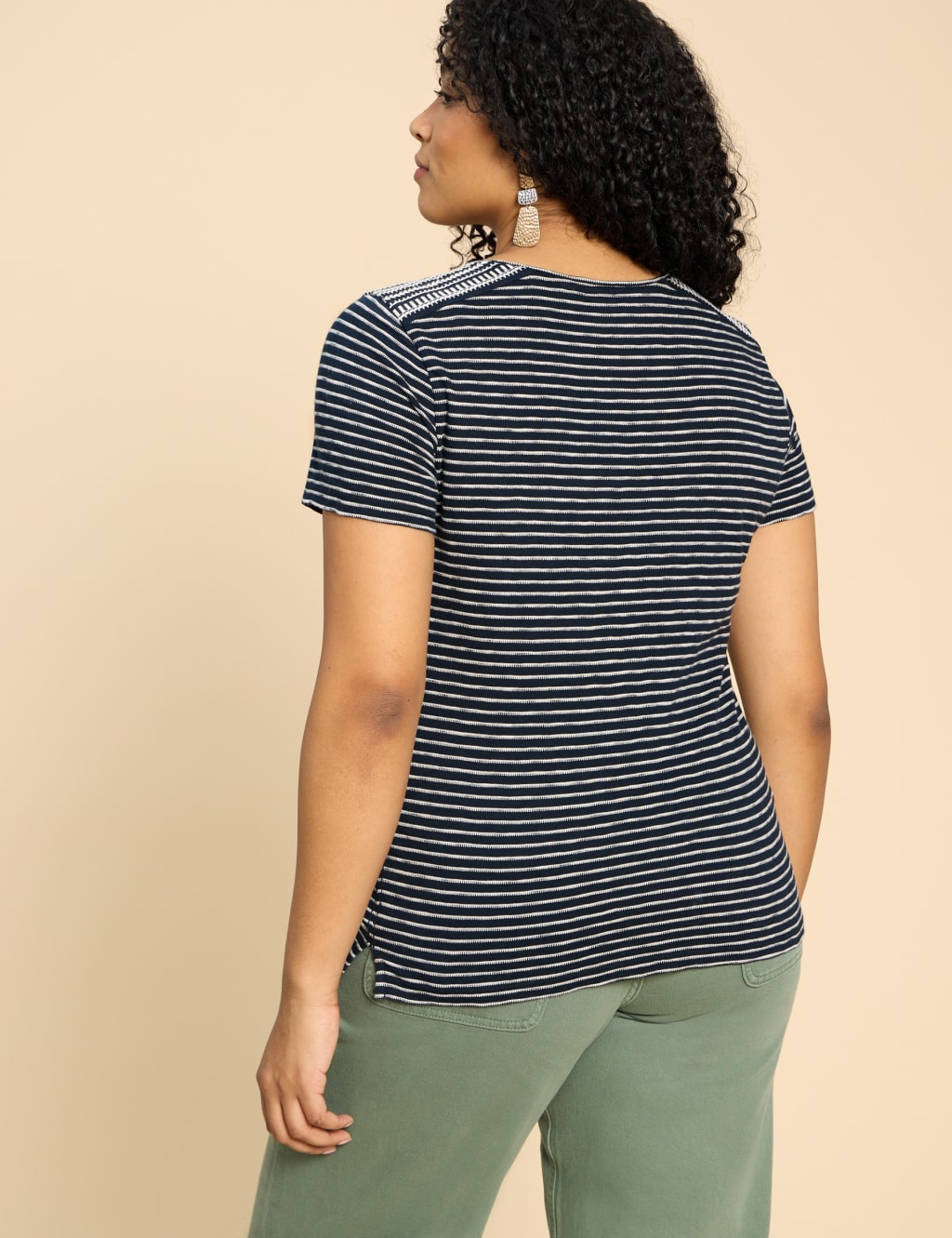 Pure Cotton Embroidered Striped T-Shirt 3 of 6