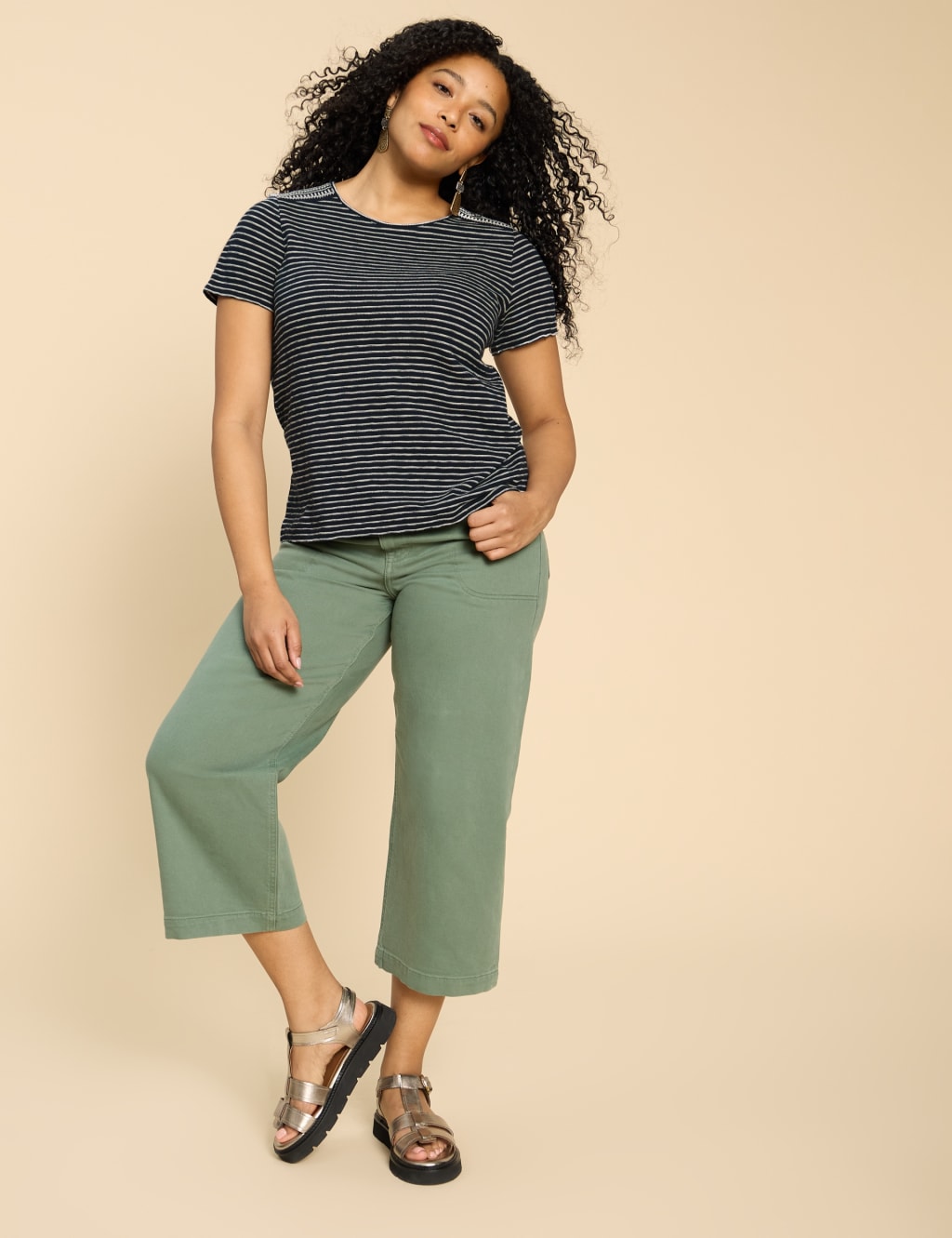 Pure Cotton Embroidered Striped T-Shirt 4 of 6