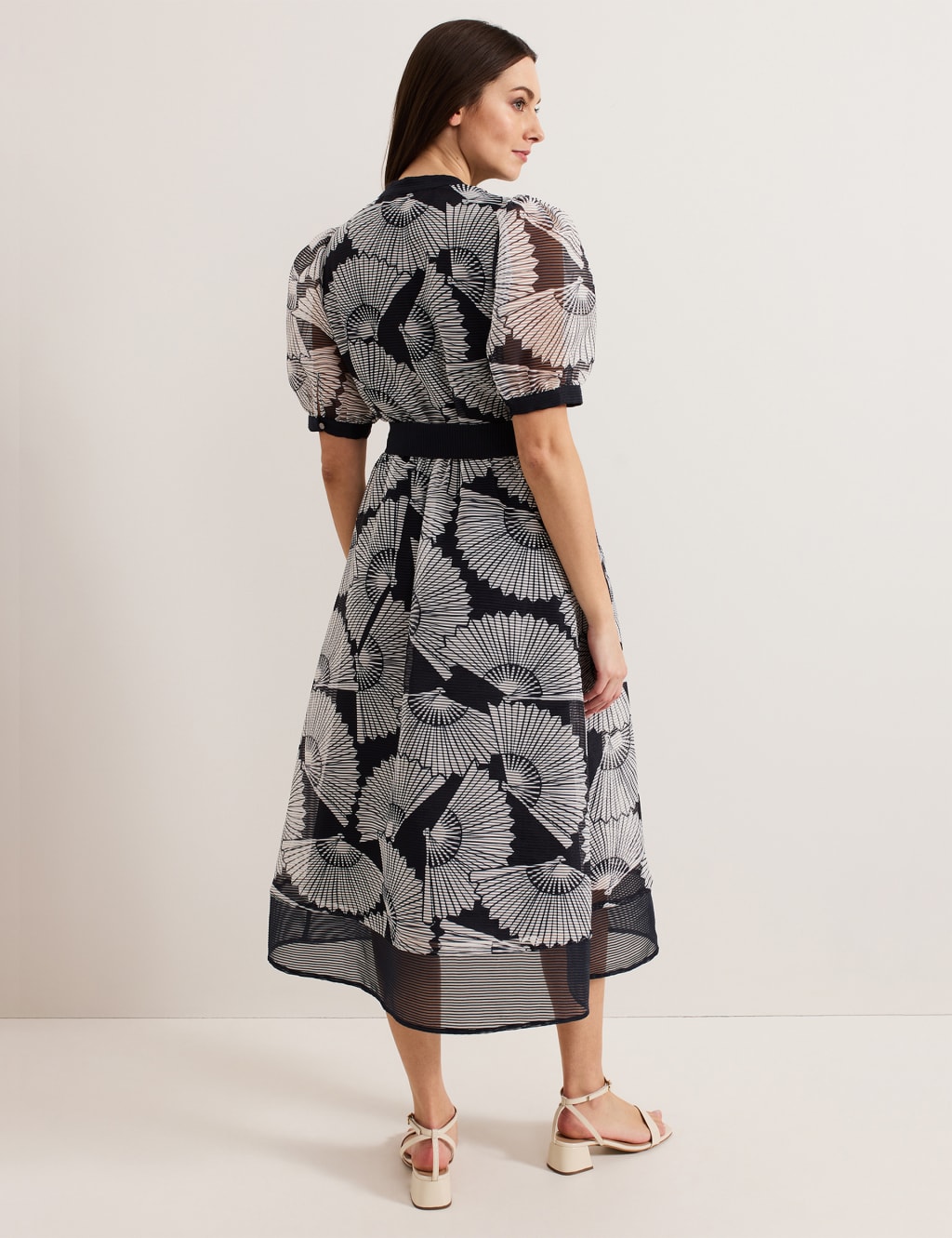 Printed V-Neck Midi Skater Dress 3 of 8