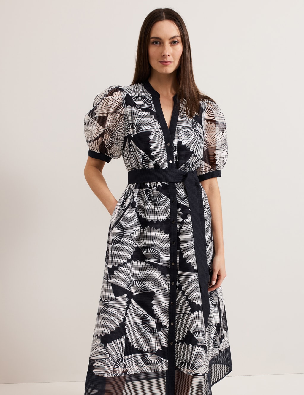 Printed V-Neck Midi Skater Dress 4 of 8
