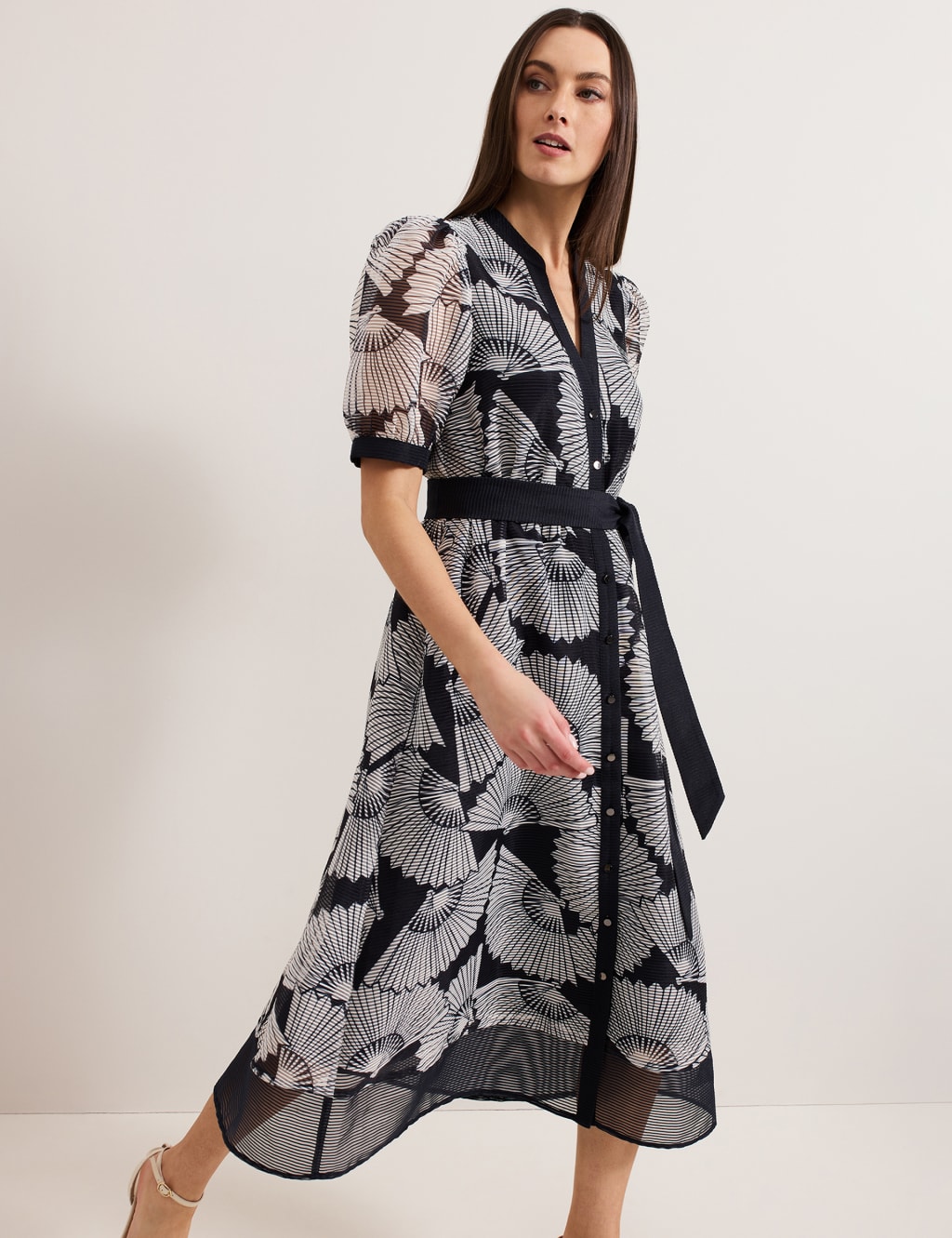 Printed V-Neck Midi Skater Dress 7 of 8