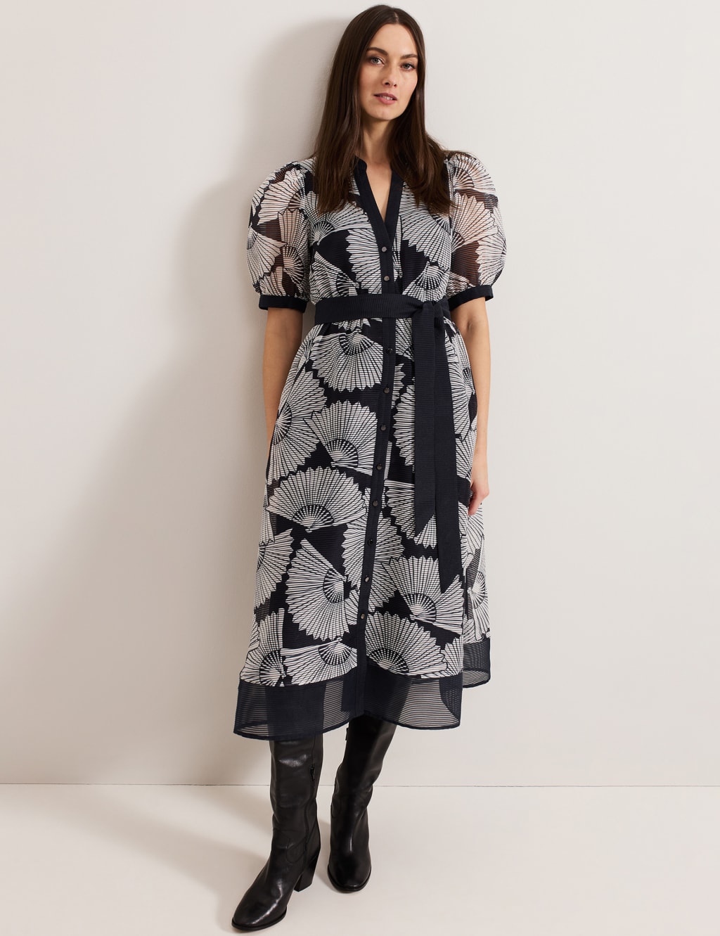 Printed V-Neck Midi Skater Dress 8 of 8