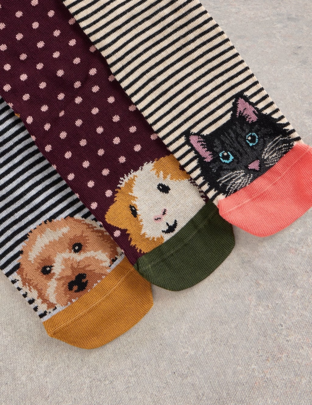 3pk Cotton Rich Pet Pals Ankle High Socks 2 of 2