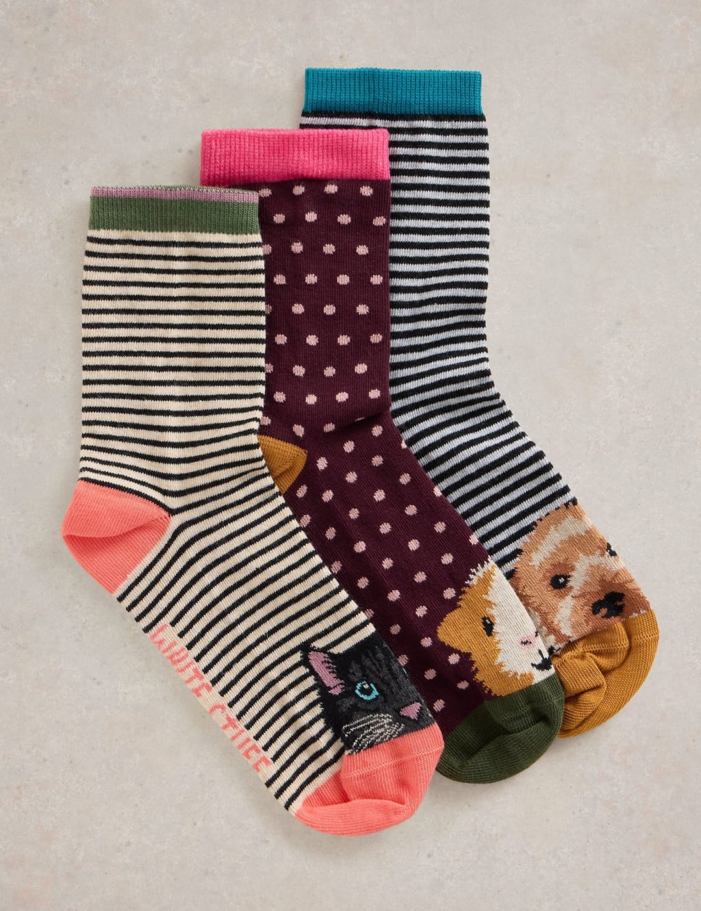 3pk Cotton Rich Pet Pals Ankle High Socks 1 of 2
