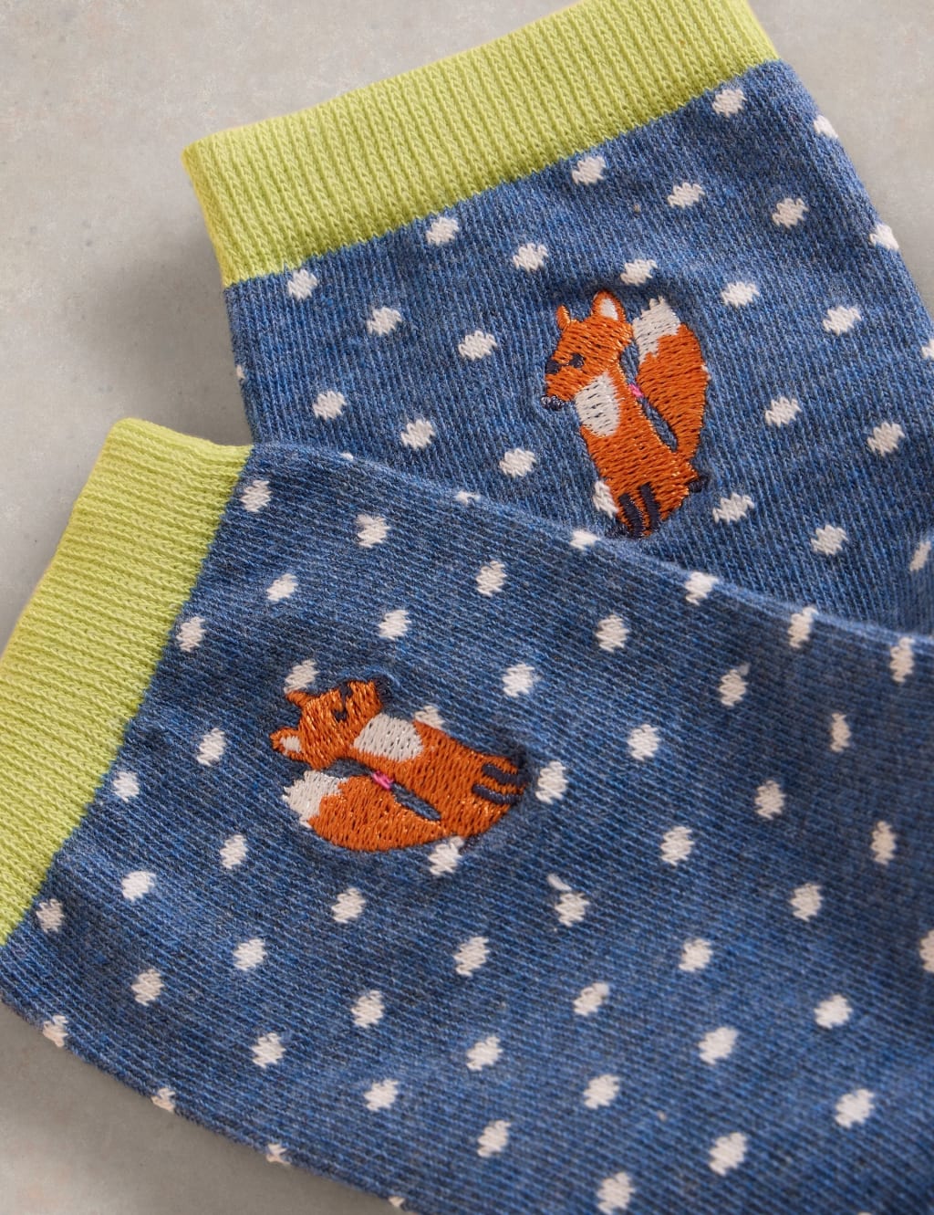Cotton Rich Polka Dot Fox Ankle High Socks 2 of 2