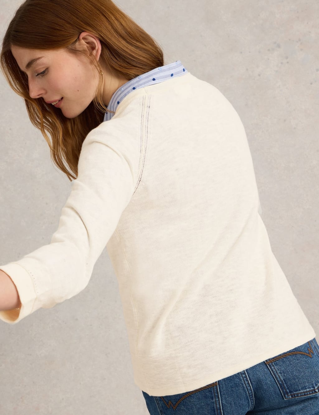 Cotton Rich V-Neck Cardigan with Linen 3 of 6