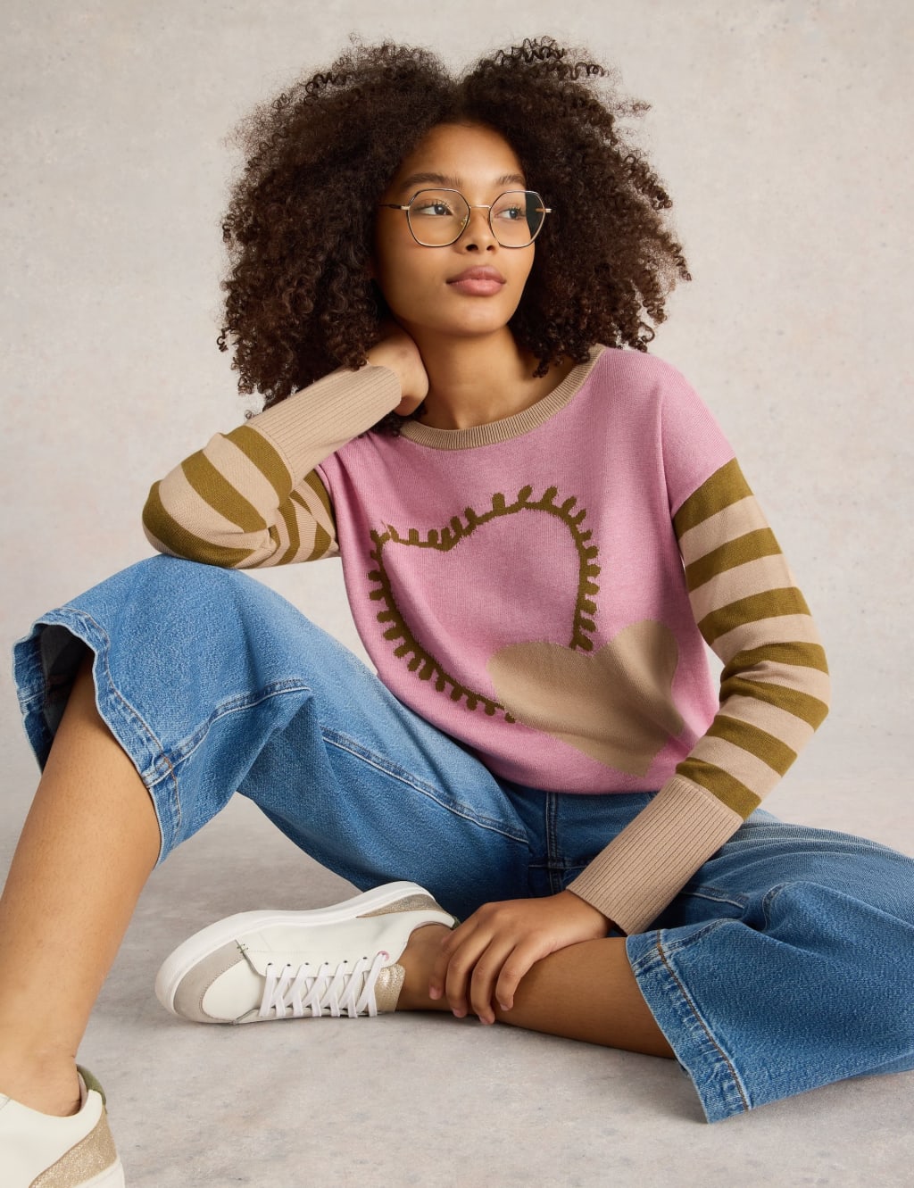 Cotton Rich Heart Crew Neck Jumper 5 of 6