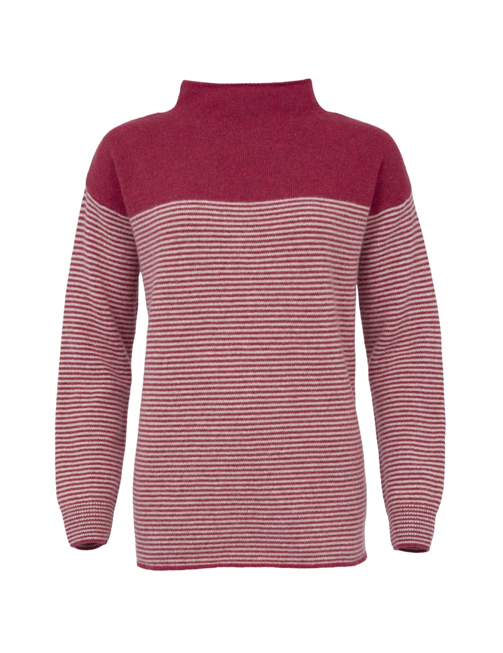 Pure Lambswool Striped Funnel Neck Jumper 2 of 9