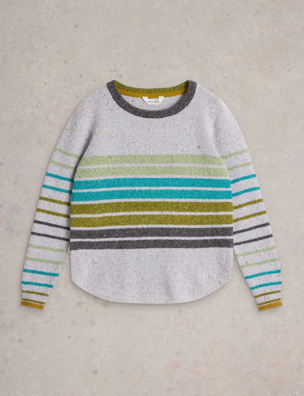 Slash Neck Striped Split Hem Jumper White Stuff M S