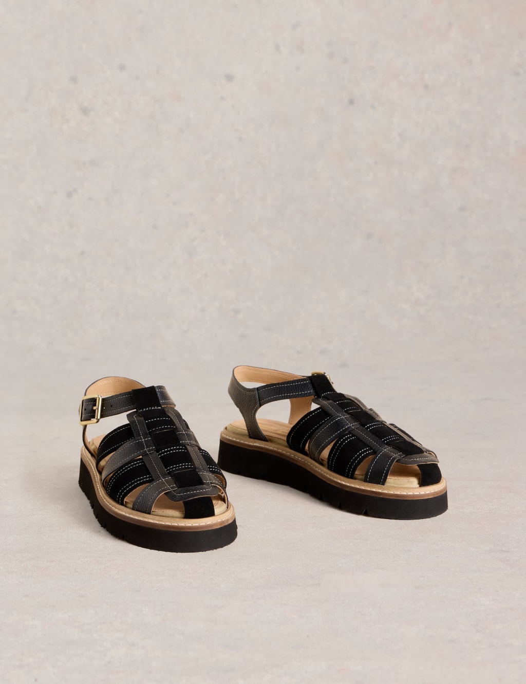 Leather Buckle Ankle Strap Flat Sandals 2 of 4
