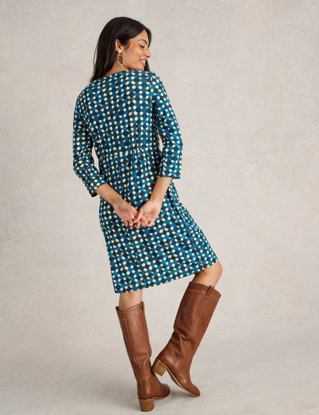 Jersey Printed Knee Length Tea Dress