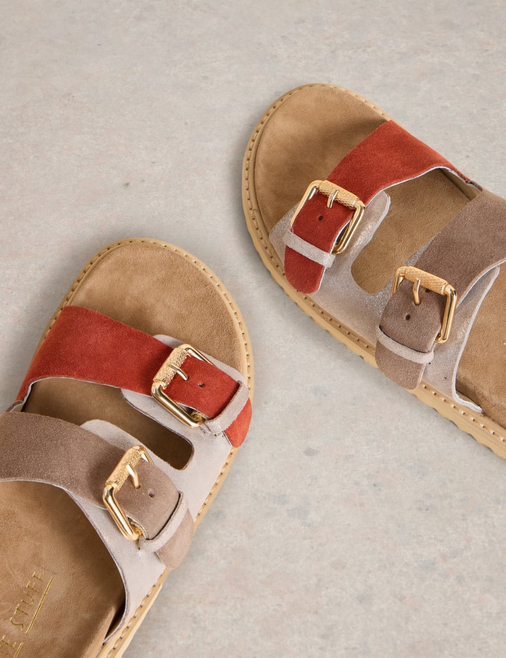 Suede Colour Block Footbed Sandals 4 of 4